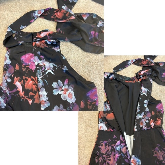 Ted Baker London black Marleeh Floral flower Halterneck Palazzo Jumpsuit Sz US 6 - Picture 9 of 14